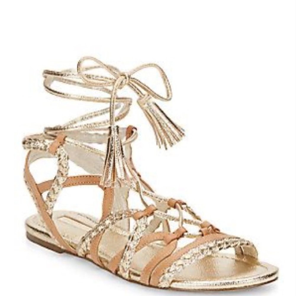 BCBGENERATION Finlyn Gold Gladiator Sandal SZ 8.5